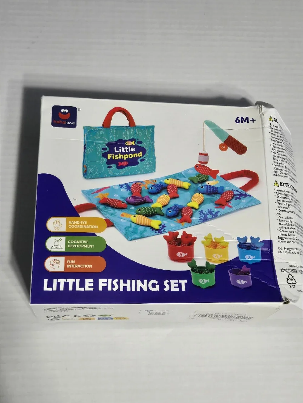 Hahaland Little Fishing Set Magnetic Fishing Toy Game 6M+ New
